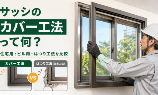既存の窓枠に新しいサッシを取り付けるカバー工法とはつり工法の比較