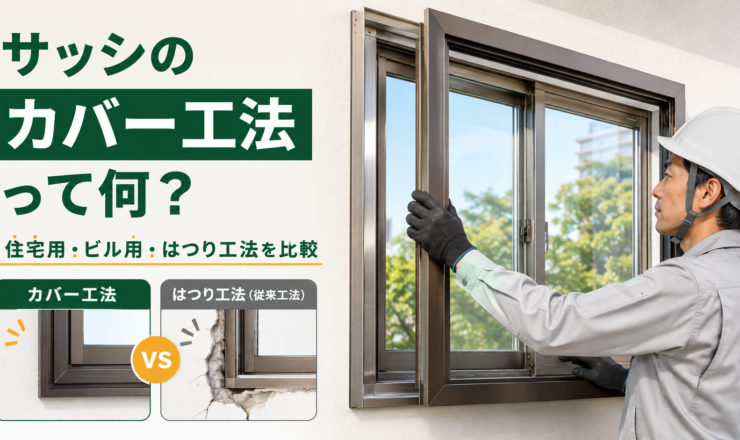 既存の窓枠に新しいサッシを取り付けるカバー工法とはつり工法の比較