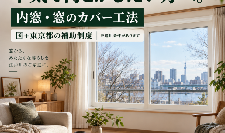 冬の寒さ対策に内窓・カバー工法と補助制度をご案内するサカベの画像。AI生成イメージ。